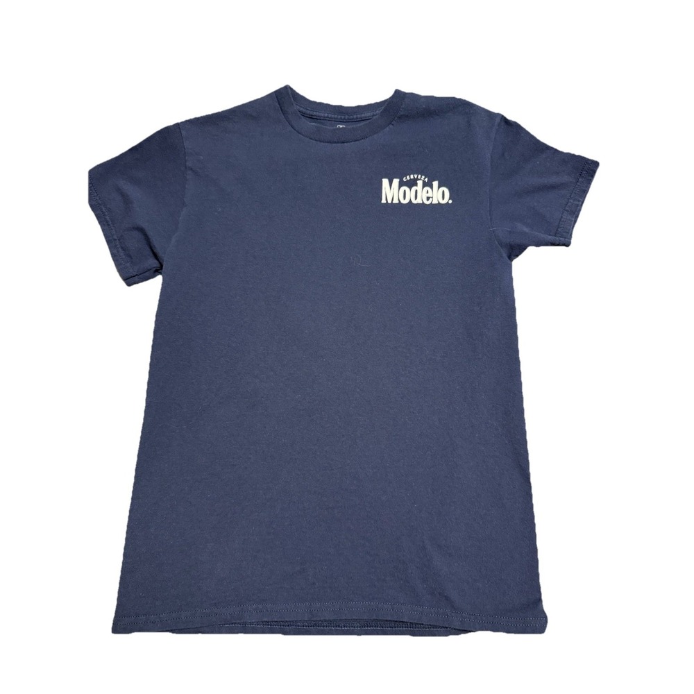 Modelo  Beer Men's  T-shirt Small  Navy ‎ Double Sided Short Sleeve